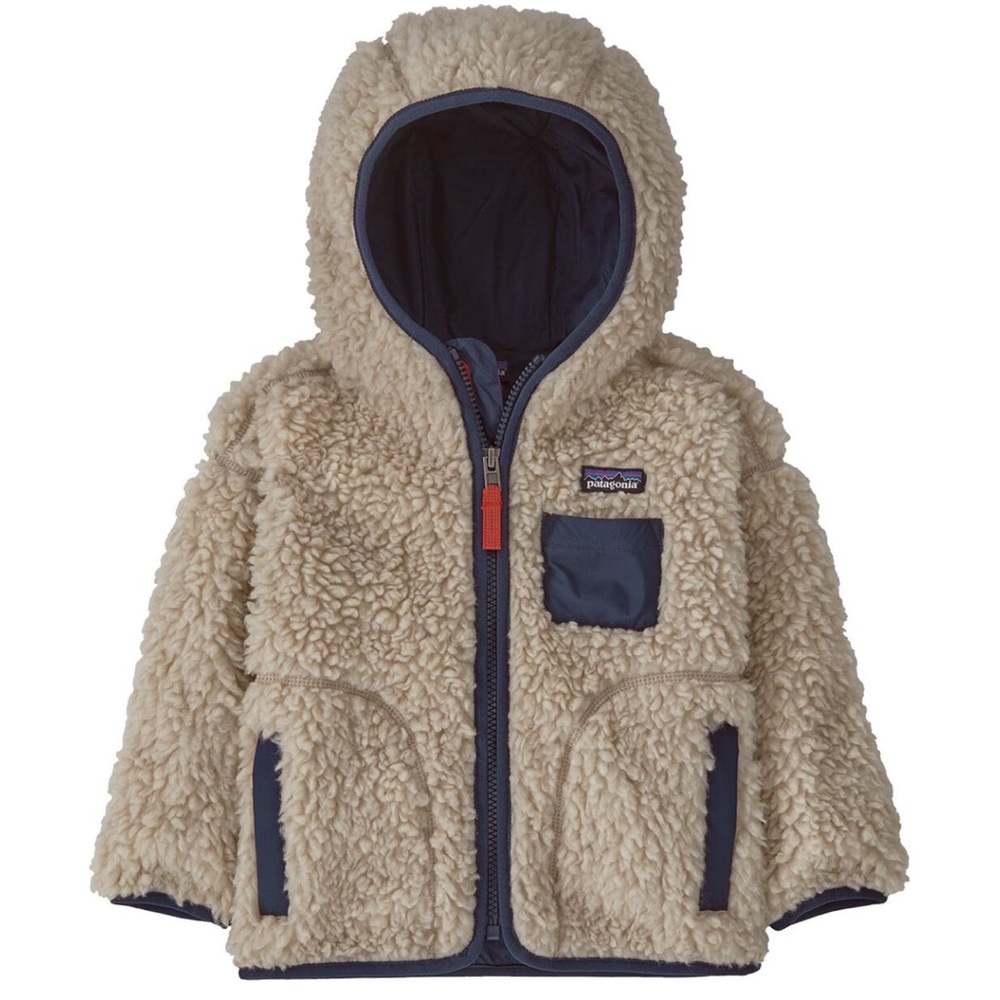 Patagonia toddler retro-x fleece jacket with a hood size 12-18 months
